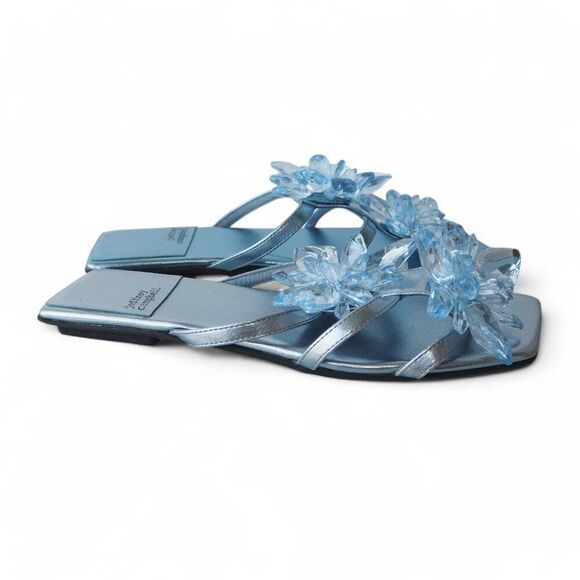 Jeffrey Campbell Crystalize Thong Sandals Light Blue Metallic Women's 6.5M - Picture 4 of 11